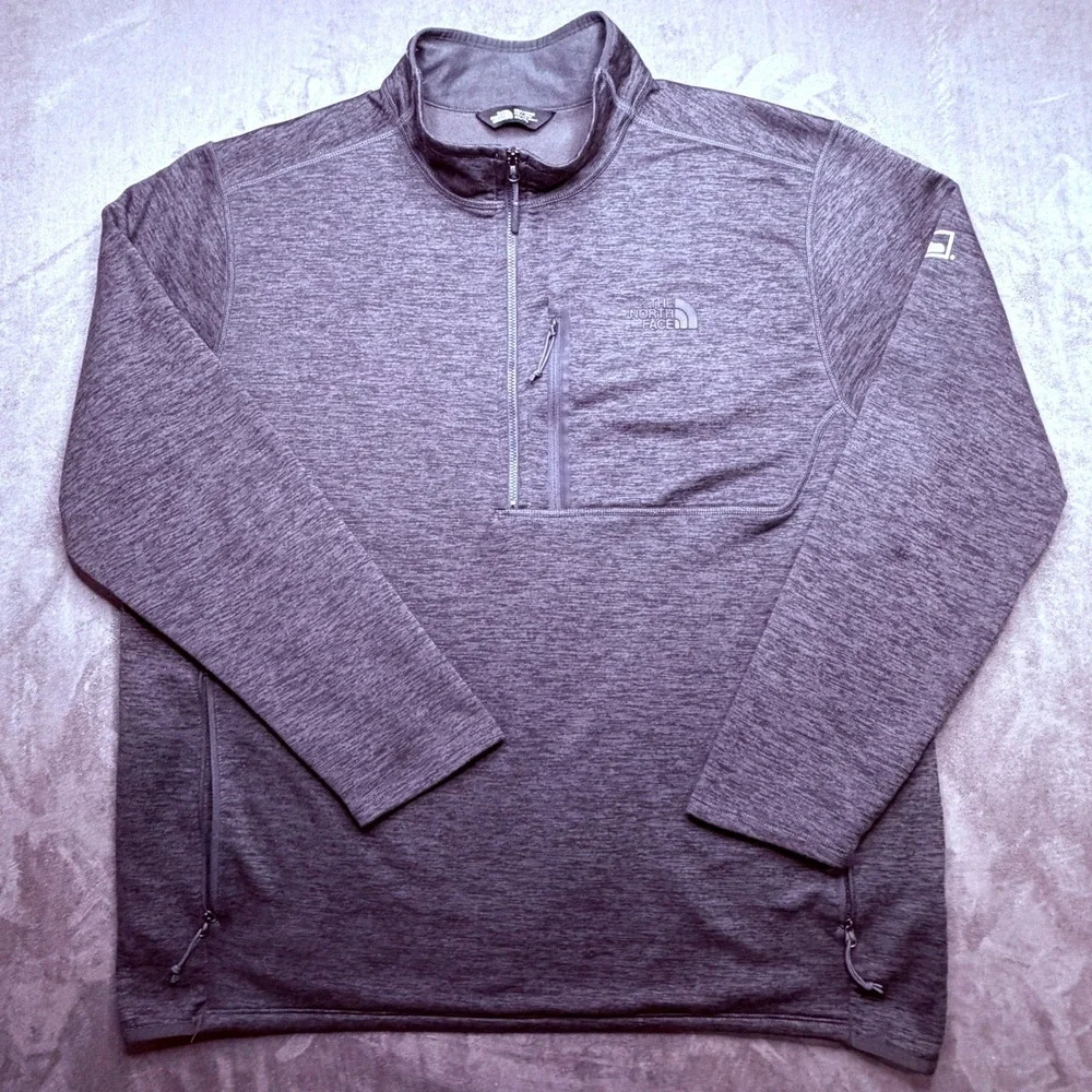The North Face 1/4 Zip Pullover Mens XXL Gray Heather J.B. Hunt Logo Pockets